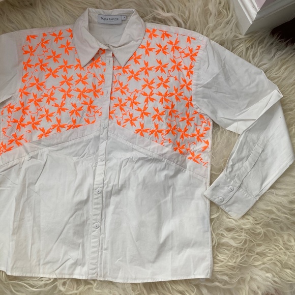 TANYA TAYLOR Embroidered Button-Up Top - Picture 4 of 14